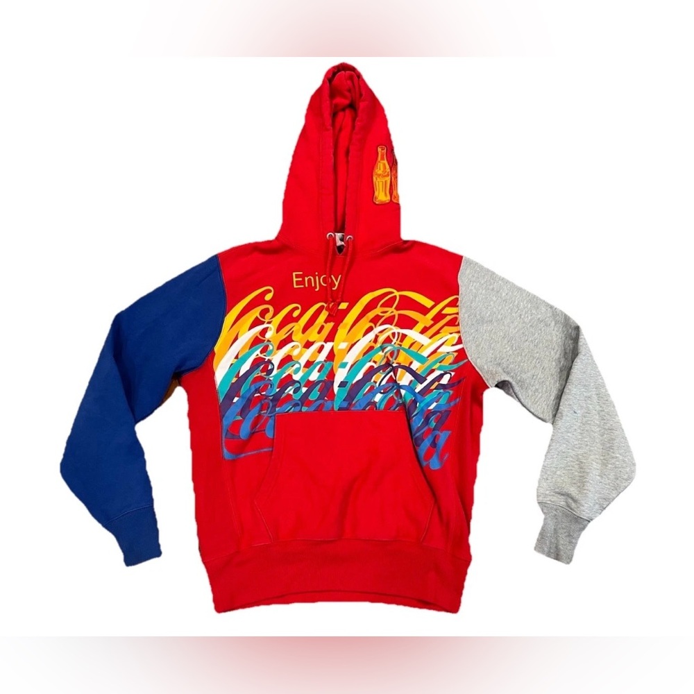 Champion x Coca-Cola Reverse Weave Hoodie Medium Colorblock Sweatshirt Sweater